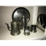 An Arthur Price County Pewter 4 piece tea/coffee set on tray.