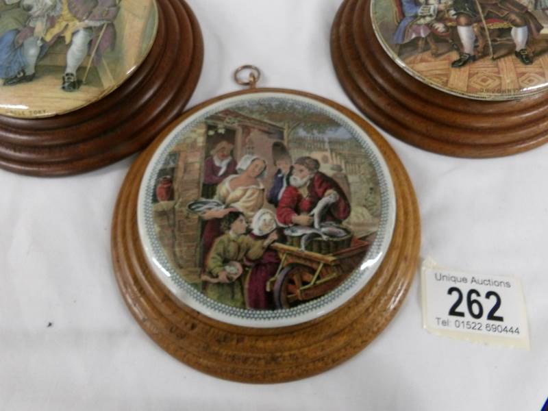 3 framed Pratt ware pot lids - 'Uncle Toby', 'Dr Johnson' and one other. - Image 4 of 4