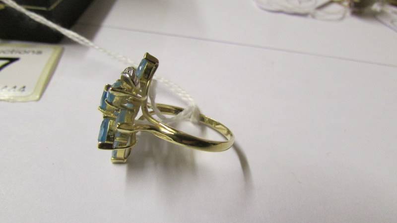 A 9ct gold blue stone dress ring, size P half. - Image 3 of 3