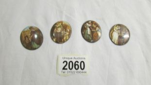 4 enamel on copper oval miniatures.
