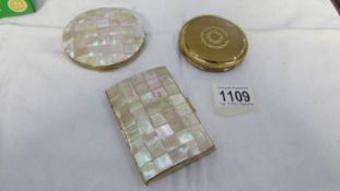 A Stratton mother of pearl powder compact,