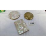 A Stratton mother of pearl powder compact,