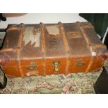 An old wood bound trunk.