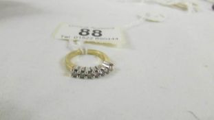 An 18ct yellow gold 8 stone diamond 35pt ring, size I.