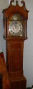 A 19th century brass and silvered dial Grandfather clock, Matthew Jones, Lincoln.