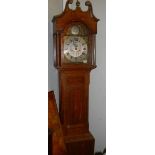 A 19th century brass and silvered dial Grandfather clock, Matthew Jones, Lincoln.