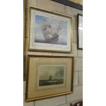 A framed and glazed print entitled 'The Capsizing of the Mary Rose' by artist Chris Goulds and