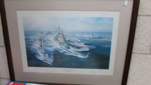 A framed and glazed print by Robert Taylor entitled 'South Atlantic Task Force', 76 x59 cm.