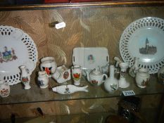 A mixed lot of crested ware including Goss.