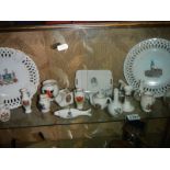 A mixed lot of crested ware including Goss.