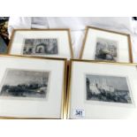 A good quality set of 4 framed and glazed engravings of 19th century Lincoln scenes.