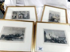 A good quality set of 4 framed and glazed engravings of 19th century Lincoln scenes.