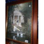 A framed and glazed study of a family having afternoon tea.