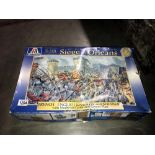 A boxed Italeri No. 1604 Siege of Orleans set (castle and layout sealed, missing soldiers).