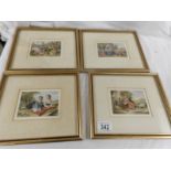 A set of 4 good quality framed and glazed coloured engravings of rural scenes.