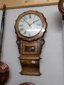 A 19th century mahogany inlaid drop dial wall clock.