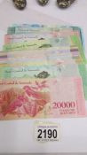 21 uncirculated South American bank notes.