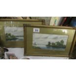 A pair of framed and glazed watercolours signed S Russell.