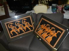 A pair of framed and glazed studies of Grecian style dancers.