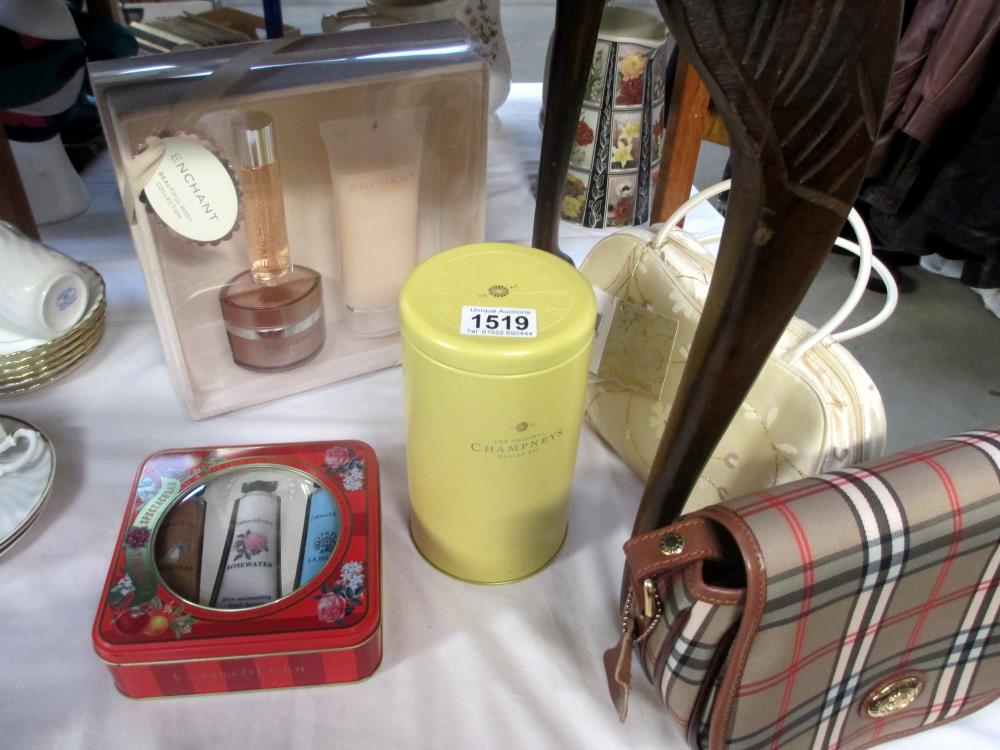 A selection of ladies skincare products and handbag (all new)