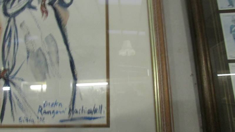 A framed and glazed signed drawing of woman and child. - Image 3 of 3