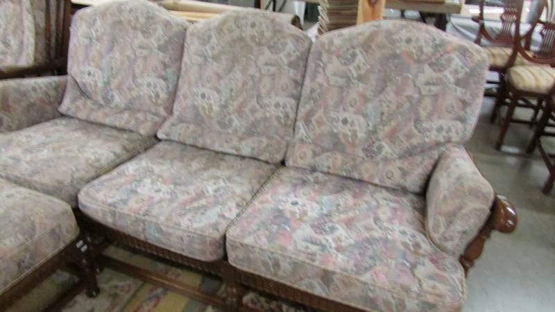 An Ercol five piece suite comprising 3 seat sofa, 2 seat sofa, 2 chairs and a stool. - Image 2 of 7