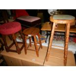 3 vintage stools (1 has sticker on top of seat)