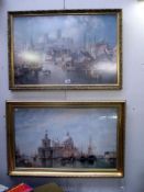 2 glazed & gilt framed pictures,