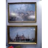 2 glazed & gilt framed pictures,