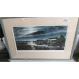 A framed and glazed limited edition print by Martin Sexton, 'Moonlit Burnham Overy', 9/700,