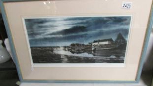 A framed and glazed limited edition print by Martin Sexton, 'Moonlit Burnham Overy', 9/700,