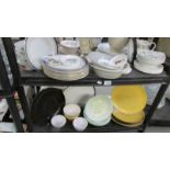 2 shelves of plates, dishes etc.