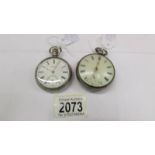 A Waltham silver open faced pocket watch and one other antique open faced silver pocket watch.