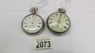 A Waltham silver open faced pocket watch and one other antique open faced silver pocket watch.