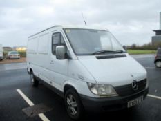 A 2005 Mercedes Sprinter, 2.1 diesel, manual, white with grey interior, no keys, no tax & no MOT.