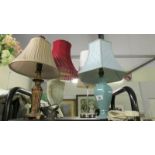 4 assorted table lamps.