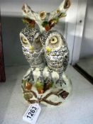 19c pottery figure of 2 baby owls A/F (chips to leaves)