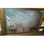 A gilt framed harbour scene print