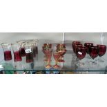 A quantity of cranberry drinking glasses,