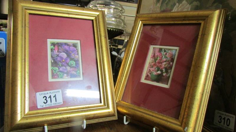 A pair of gilt framed and glazed floral studies.