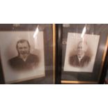 A pair of old framed and glazed photographs.