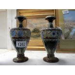 A pair of Royal Doulton saltglaze vases a/f