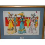 A framed picture 'Hello dolly' set of costumes, Cowardy Custard, for Noel Coward.