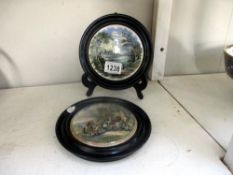 2 x 19c Prattware pot lids