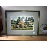 A Freda Tremlett framed & glazed watercolour, entitled farm buildings,