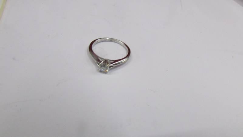 A diamond single stone ring set in 9ct white gold, 0.25 ct, size J. - Image 2 of 2
