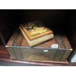 A large inlaid jewellery box/chest & a H & G music box playing Laras theme