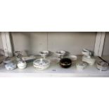 A selection of porcelain trinket boxes including Wedgwood