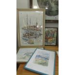 4 framed and glazed nautical scenes.