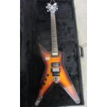 A left hand Dimebag Darrell special edition Dean Flying V guitar with hard case.